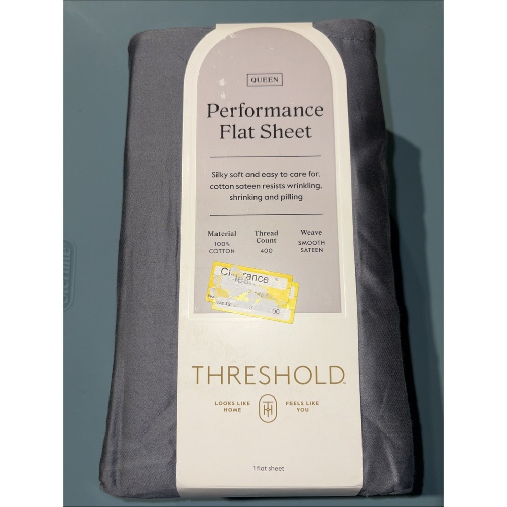 Queen 400 Thread Count Performance Flat Sheet Classic Gray - Threshold: Cotton